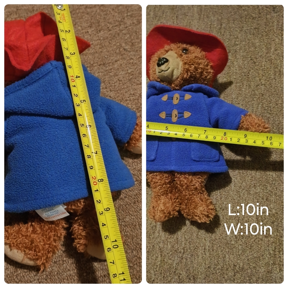 Tottoy Paddington Teddy Bear 10" Plush Stuffed Animal with Blue Coat Red Hat - Picture 13 of 15